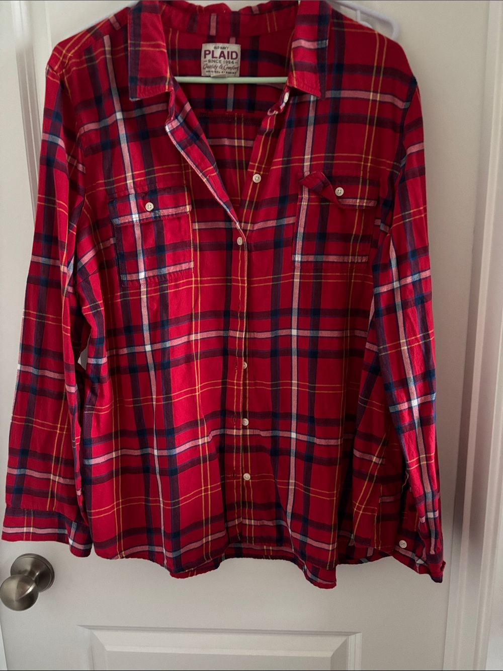 Old Navy Red Plaid Button-Down Shirt